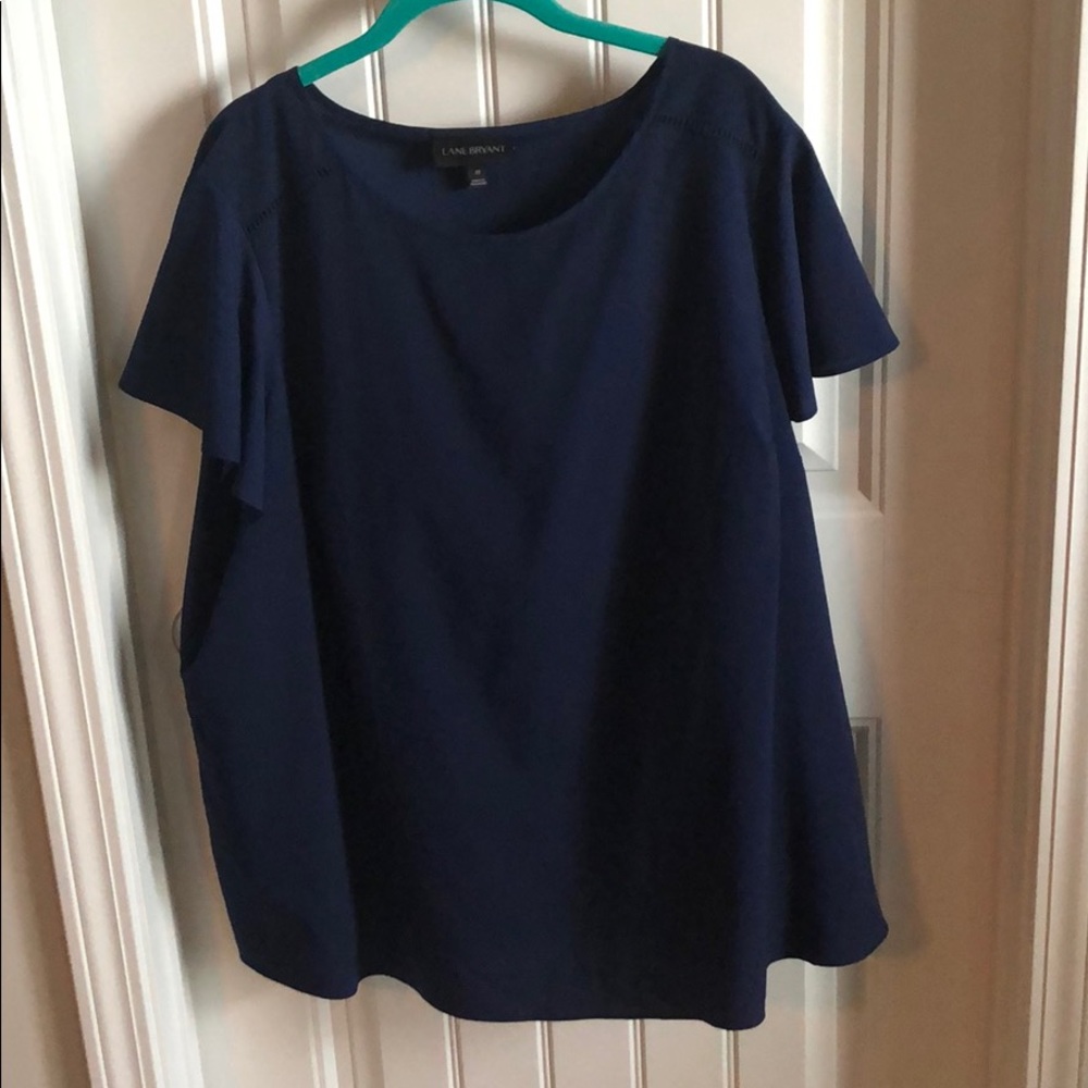 Navy blue short sleeve chiffon blouse